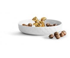 Sagaform SA5017722 Holiday Assiette de service Motif Ã©cureuil DorÃ©/cÃ©ramique Blanc