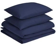 AmazonBasics Parure avec housse de couette en microfibre de qualitÃ© supÃ©rieure Bleu marine 230 x 220Â cm / 50 x 80Â cm
