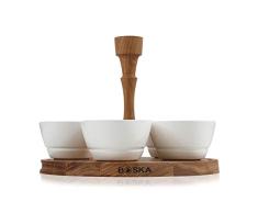 BOSKA 320111 Chip et Dip Plateau, Bois, Blanc/Brun, 26,5 x 26,5 x 12,5 cm