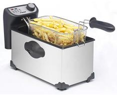 Bestron Friteuse Zone froide, Pour 1 kg de frites, 3,5 litres, 2200 W, Inox