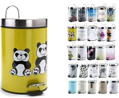 MSV 100525 Panda Poubelle Ã PÃ©dale 3 L Plastique Vert/Noir/Blanc/Argent 30 x 20 x 15 cm