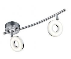 Reality, Spot, Rennes incl. 2 x LED,SMD,4,0 Watt,3000K,350 Lm. Plastique, Blanc, Corps: metal, Chrome L:40,0cm, L:10,0cm, H:17,0cm IP20