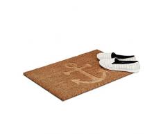 Relaxdays Paillasson fibres de coco ancre, PVC, Marron, 60 x 40 cm