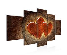 Tableau decoration murale Coeur bois - XXL Impression sur Toile Salon Appartment 5 Parties - prÃªt Ã accrocher - 104153a