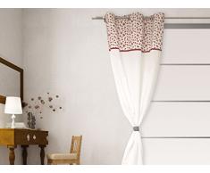 Soleil docre Rideau brodé en Coton Eloise à Oeillets, Rouge, 140 x 250 cm