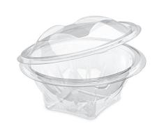 GUILLIN SLR500C* CARTON DE 400 Bol Salade 500cc A Couvercle Charniere Dechirable , Plastique, Transparent, 15,5 x 15,5 x 8,5 cm