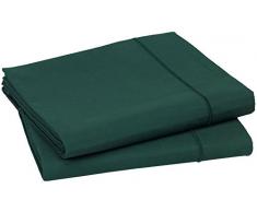 Blanc des Vosges Uni Satin Taie de traversin Coton, Bleu Paon, 90x190 cm