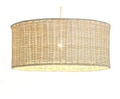 Luminaire Tambour 45, suspension rotin, 60 W, Blanc, Ã¸ 45 x H 19 cm