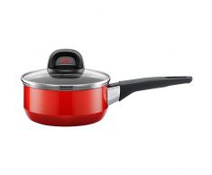 Silit 2104296980 Rojo Casserole Bord verseur Diamètre 16 cm Environ 1,3 l Verre Couvercle Silargan Fonction Céramique Induction Passe au Lave-Vaisselle, Acier Rouge
