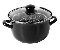 Crealys 511306 Friteuse en Acier Ãmaillé Diamètre: 20 cm Couvercle Verre