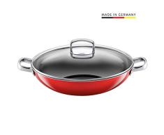 Silit 2137274407 Wok Energy avec Couvercle, Ãmail, Rouge, 36 cm