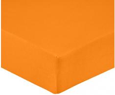 Biberna 77155/532/087 Drap Housse en Jersey Stretch pour un Lit Jaune Safran 180 x 200 cm à 200 x 200 cm