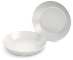 Ornamin Lot de 2 Assiettes Creuses à 15 cm Blanc Mélamine (Modèle 415) / assiettes à pâtes, assiettes à soupe, bol à céréales