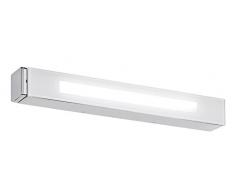 TRIO, Applique, Darian incl. 1 x LED,SMD,8,0 Watt,3500K,500 Lm. Verre, Blanc, Corps: metal, Chrome L:48,5cm, H:6,0cm, P:6,0cm IP44,Prise,Montage au mur
