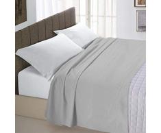 Italian Bed Linen Max Color Drap supérieur en Coleur Unie, 100 % Coton, Gris Clair, Place et Demie