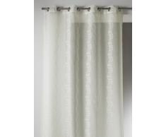 Home Maison 09367-8-AL Voilage Etamine BrodÃ© avec Oeillets Ronds Ivoire/Argent 140 x 260 cm