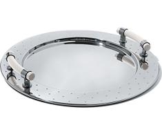 Alessi Mgvass W Plateau Rond en Acier Inoxydable 18/10 Brillant avec PoignÃ©es en Pa, Blanc
