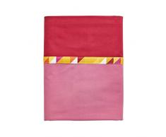 Essix x Bensimon - Drap Plat Toi & Moi GÃ©o Percale de Coton Rose 240 x 300 cm