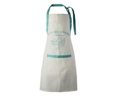 Premier Housewares Country Tablier de Cuisine, Blanc/Bleu Sarcelle