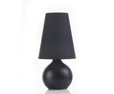 ONLI Lampe de table couleur noire avec base en céramique et abat-jour cône en tissu
