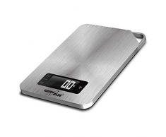 GreenBlue GB170 Balance de cuisine numérique en acier inoxydable avec fonction de minuterie jusquà 5 kg min Fonction de tare (ARGENT GB170)