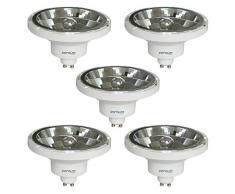 Sigmaled, SPOT LED 14 W, Ãquivalent à 120 W, Type AR 111, Culot G10, 220V AC, Blanc naturel, 4000K, 1050 lumen, angle 45°, Lot de 5