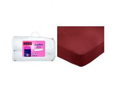 Dodo 100780160 Jupiter Traversin Coton Blanc 160 cm & AmazonBasics Drap-Housse en Polycoton 200Â Fils Bordeaux 160 x 200 x 30 cm