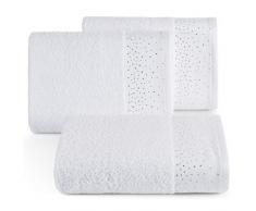Eurofirany Lot de 6 Serviettes de Toilette en Coton Doux à Paillettes Blanc 50 x 90 cm