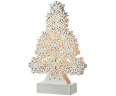 WeRChristmas DÃ©coration de Table de Flocon de Neige Arbre de NoÃ«l, Bois, 25Â cmÂ âÂ Blanc