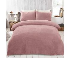 Brentfords Parure de lit Super Douce en Peluche, Rose, Simple