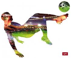 1art1 Football Sticker AdhÃ©sif Mural Autocollant - Joueur Bicyclette (90 x 65 cm)