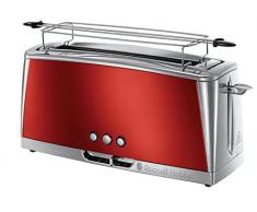 Russell Hobbs 23250-56 Toaster Grille-Pain Luna, Spécial Baguette, Cuisson Rapide, Chauffe Viennoiserie - Rouge