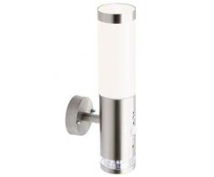 Brilliant G96131/82 Applique murale extérieure LED avec détecteur BOLE, 0.07W, coloris argenté, Métal/Plastique, E27, 0.07 W, Acier Inoxydable, Blanc