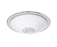 EGLO 93778 Plafonnier, MÃ©tal, Integriert, Chrome, Transparent, Blanc