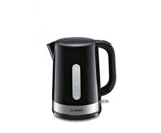 Bosch TWK7403 Bouilloire sans fil, arrêt automatique de la vapeur, protection contre la surchauffe, filtre anticalcaire amovible, 1,7 L, 2200 W, acier inoxydable/noir