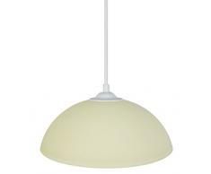 Tosel 16445 Suspension 1 Lumière, Verre/, E27, 40 W, Ivoire, 25 x 90 cm