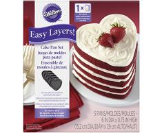 Wilton 2105-5495 Couches faciles ! Moule Ã gÃ¢teau en Forme de cÅur, antiadhÃ©sif, 15 cm (6 po), 5 piÃ¨ces, Acier, Noir