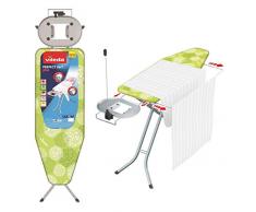 Vileda â Planche Ã repasser Perfect 2in1 Plus â Table Ã repasser avec prise de courant et repose-fer extra large â Hauteur rÃ©glable et bras extensible spÃ©cial draps