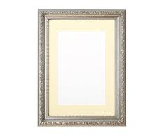 Frame Company Cadre Photo et Poster Ornate Shabby Chic avec Panneau arriÃ¨re MDF Cadre argentÃ© avec Support Ivoire A2 pour Photo A3