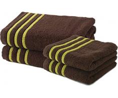 Lot de 2 Serviettes de Toilette 50x100 cm + 2 Draps de Douche 70x140 cm 100% Coton - 550 GR/m2