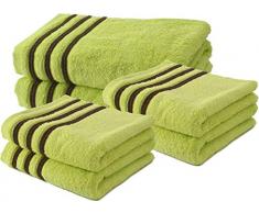 Lot de 4 Serviettes de Toilette 50x100 cm + 2 Draps de Douche 70x140 cm 100% Coton - 550 GR/m2