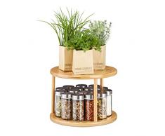 Relaxdays 10027489 rotative de Cuisine, Rotonde Ã Ã©pices 360Â°, Ã©tagÃ¨re Ã parfums, HxD 19,5 x 24,5 cm, Bambou, Naturel