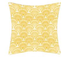 Douceur de France Coussin ImprimÃ© Eventail Jaune, Polyester, Jaune, 40x40x15 cm