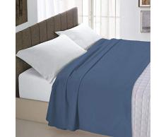 Italian Bed Linen Max Color Drap supérieur en Coleur Unie, 100 % Coton, Avio, Single