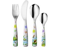 Gnali & Zani Lot de 4 couverts pour enfant en acier inoxydable Multicolore Grenouille BIM 001/FRO Bunt, Edelstahl