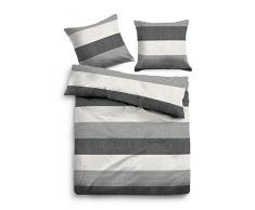 TOM TAILOR 0849790 Parure de lit en Flanelle mÃ©langÃ© avec taie doreiller (Coton 60 % recyclÃ©) 1 Housse de Couette 135 x 200 cm + 1 taie doreiller 80 x 80 cm Noir