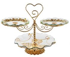 Bo Time PrÃ©sentoir Oriental DorÃ© Ã P Tisseries en Acier - avec Trois Assiettes en Verre