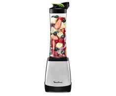 Moulinex LM1A0D10 Mini Blender Mixeur Ãlectrique Personal Blender Capacité 0,7L Gourde Nomade Smoothie Soupe 300W Inox