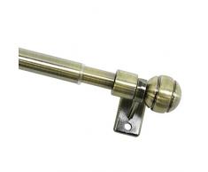 GARDINIA Tringle à rideau de café Meran, 2 supports et matériel de fixation à visser inclus, Barre extensible, Diamètre: 8/10 mm, Longueur: 80-140 cm, Couleur: Laiton-antique