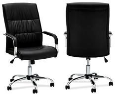Furnhouse Moderne Ergonomique Pivot Réglable en hauteur Design Chaise de bureau Rex, Noir PU Cuir, Chrome Chrome Roulettes, 61x70x102-110